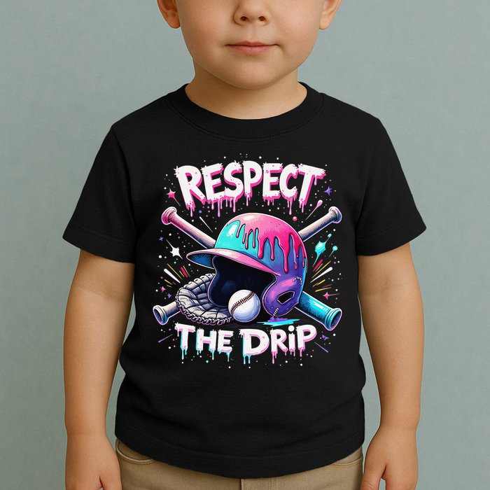 Respect The Drip Baseball Ice Cream Drip Vibes Squad Toddler T-Shirt