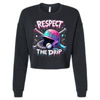 Respect The Drip Baseball Ice Cream Drip Vibes Squad Cropped Pullover Crew