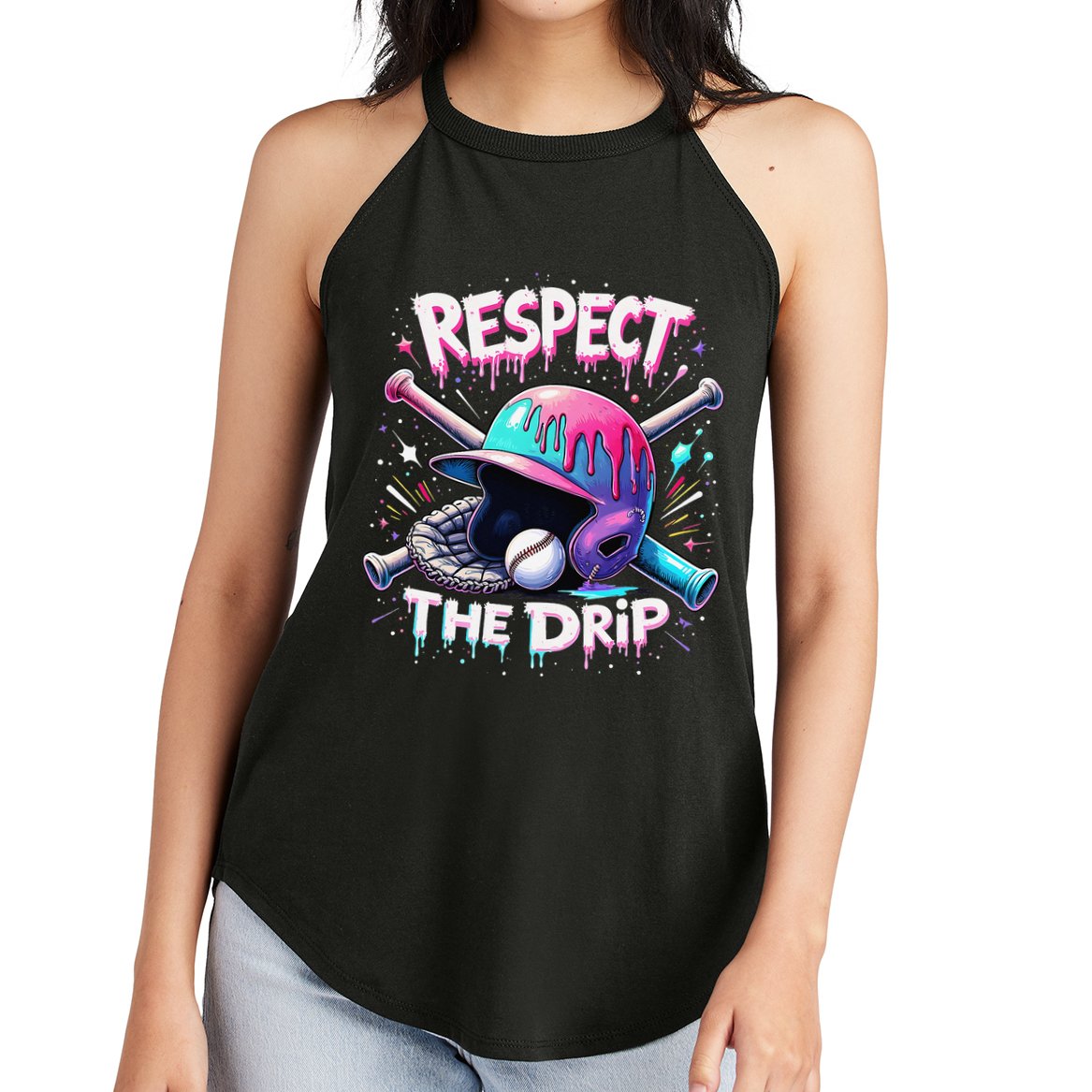 Respect The Drip Baseball Ice Cream Drip Vibes Squad Women's Perfect Tri Rocker Tank