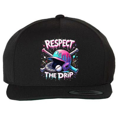 Respect The Drip Baseball Ice Cream Drip Vibes Squad Wool Snapback Cap