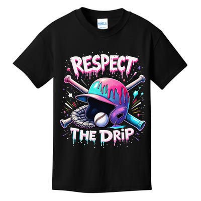 Respect The Drip Baseball Ice Cream Drip Vibes Squad Kids T-Shirt