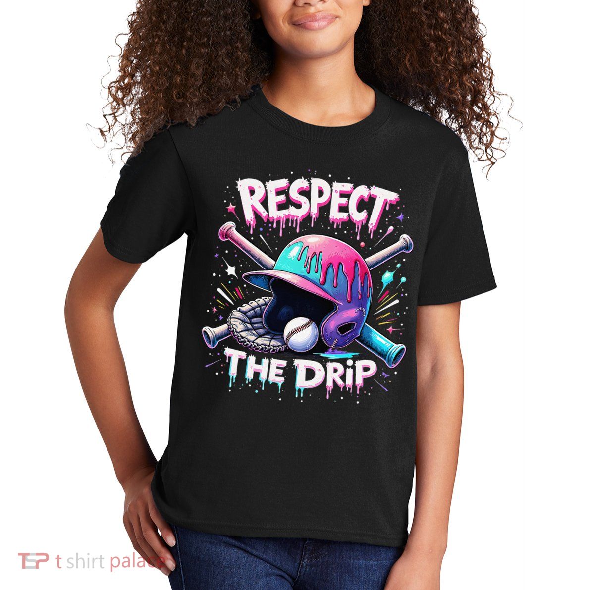 Respect The Drip Baseball Ice Cream Drip Vibes Squad Kids T-Shirt