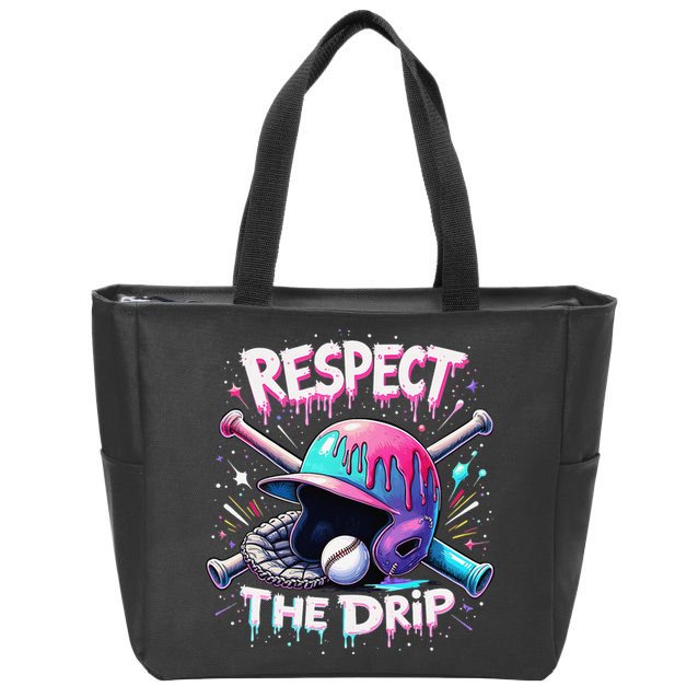 Respect The Drip Baseball Ice Cream Drip Vibes Squad Zip Tote Bag