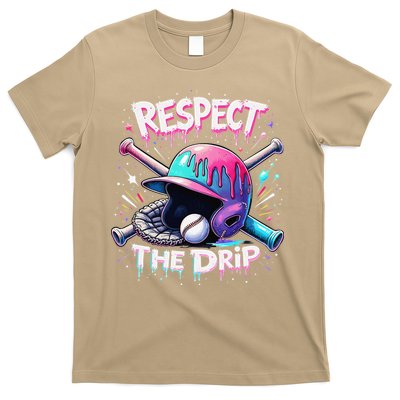 Respect The Drip Baseball Ice Cream Drip Vibes Squad T-Shirt