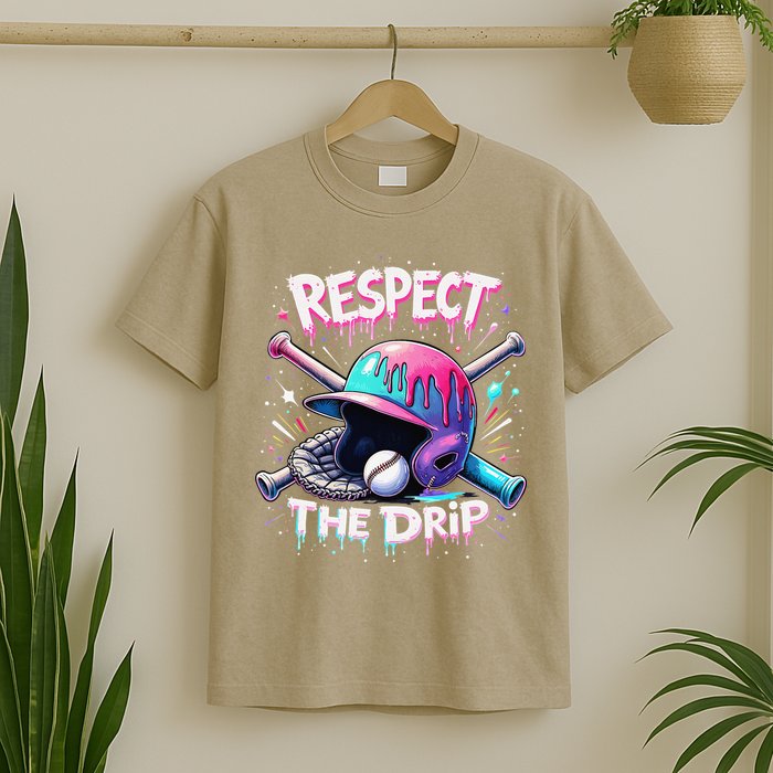Respect The Drip Baseball Ice Cream Drip Vibes Squad T-Shirt