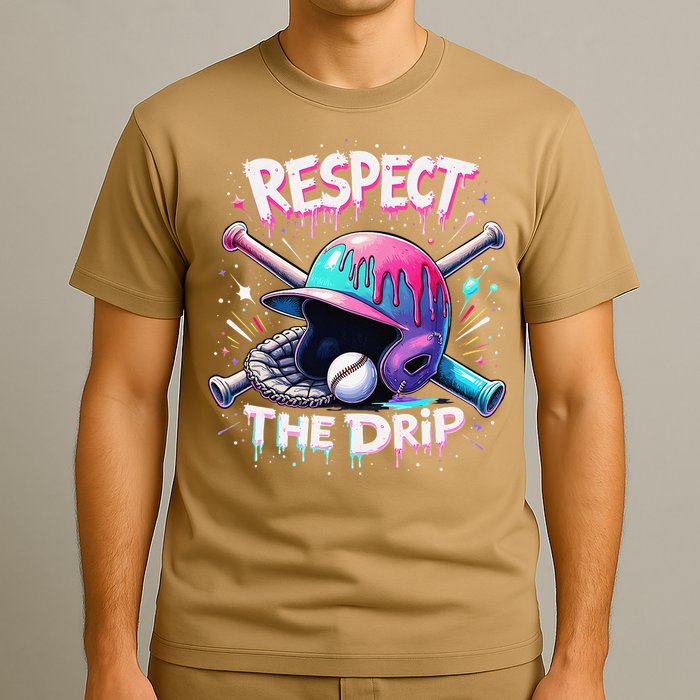 Respect The Drip Baseball Ice Cream Drip Vibes Squad T-Shirt