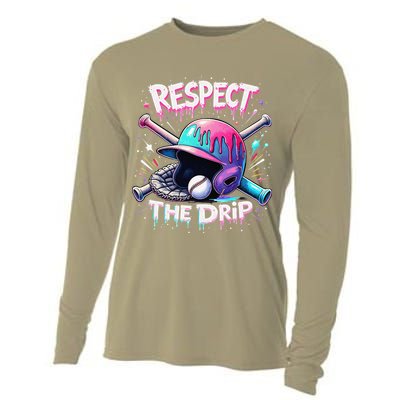 Respect The Drip Baseball Ice Cream Drip Vibes Squad Cooling Performance Long Sleeve Crew