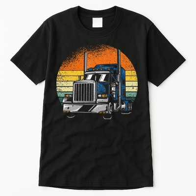 Retro Truck Driver Semi Trailer Truck Vintage Novelty Tall T-Shirt