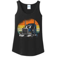 Retro Truck Driver Semi Trailer Truck Vintage Novelty Ladies Essential Tank