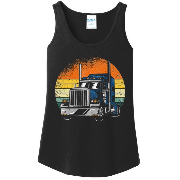 Retro Truck Driver Semi Trailer Truck Vintage Novelty Ladies Essential Tank