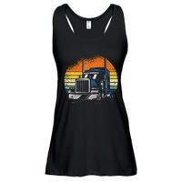 Retro Truck Driver Semi Trailer Truck Vintage Novelty Ladies Essential Flowy Tank