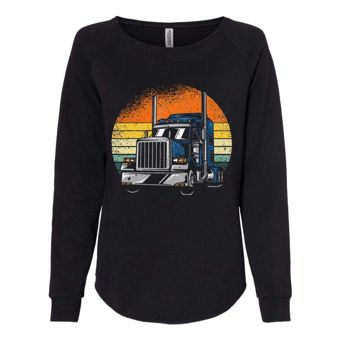 Retro Truck Driver Semi Trailer Truck Vintage Novelty Womens California Wash Sweatshirt