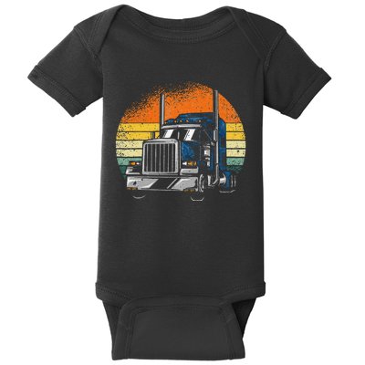 Retro Truck Driver Semi Trailer Truck Vintage Novelty Baby Bodysuit