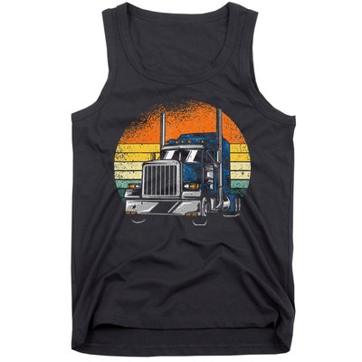 Retro Truck Driver Semi Trailer Truck Vintage Novelty Tank Top