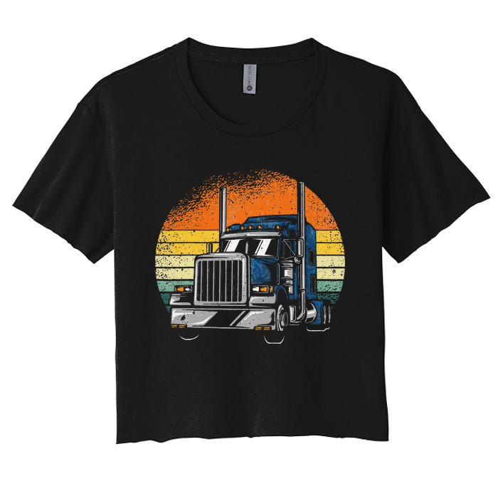 Retro Truck Driver Semi Trailer Truck Vintage Novelty Women's Crop Top Tee