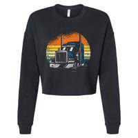 Retro Truck Driver Semi Trailer Truck Vintage Novelty Cropped Pullover Crew