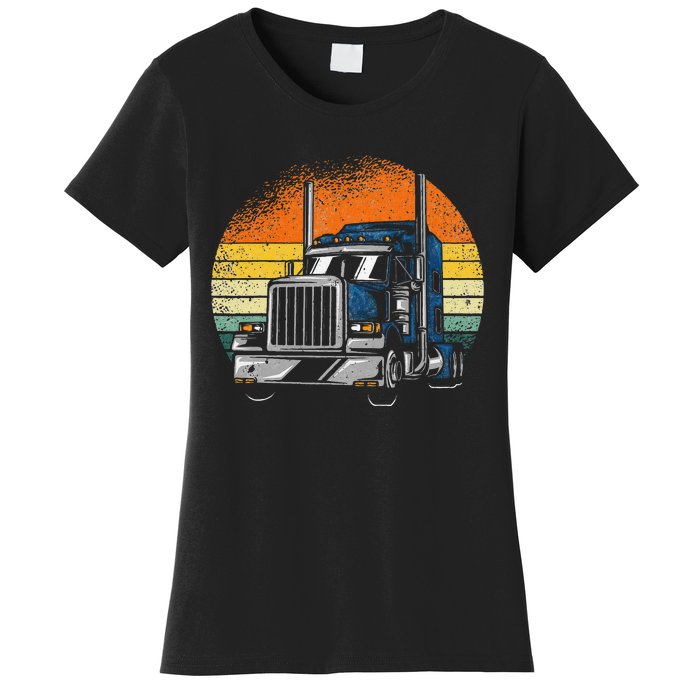 Retro Truck Driver Semi Trailer Truck Vintage Novelty Women's T-Shirt