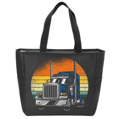 Retro Truck Driver Semi Trailer Truck Vintage Novelty Zip Tote Bag