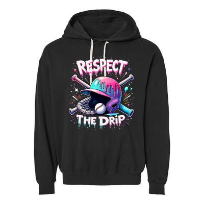 Respect The Drip Baseball Ice Cream Drip Vibes Squad  Garment-Dyed Fleece Hoodie