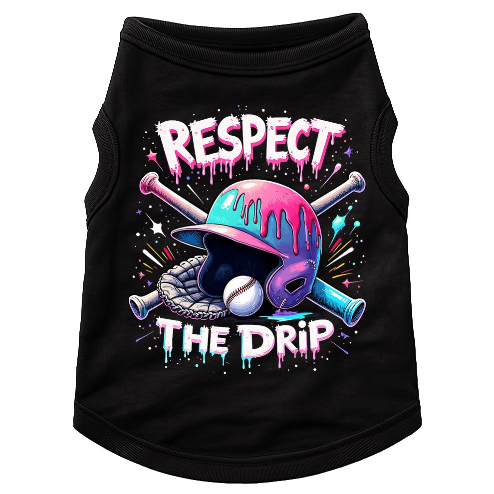 Respect The Drip Baseball Ice Cream Drip Vibes Squad  Doggie Tank