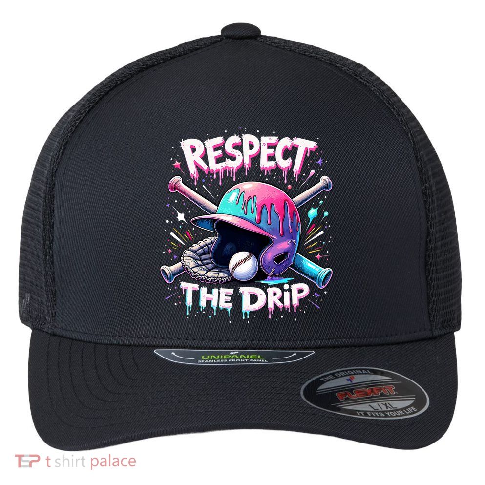 Respect The Drip Baseball Ice Cream Drip Vibes Squad  Flexfit Unipanel Trucker Cap