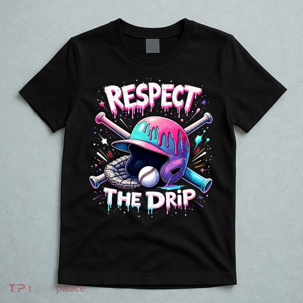 Respect The Drip Baseball Ice Cream Drip Vibes Squad  T-Shirt
