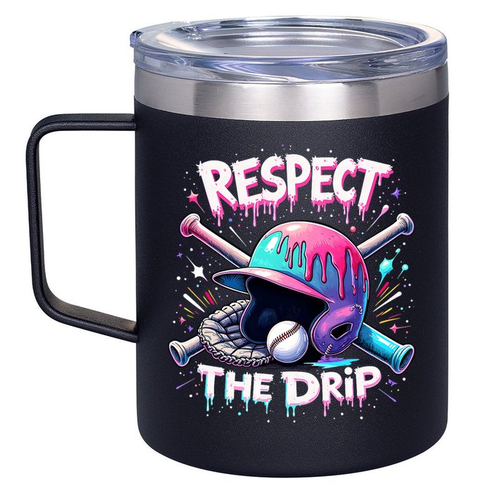 Respect The Drip Baseball Ice Cream Drip Vibes Squad  12oz Stainless Steel Coffee Mug