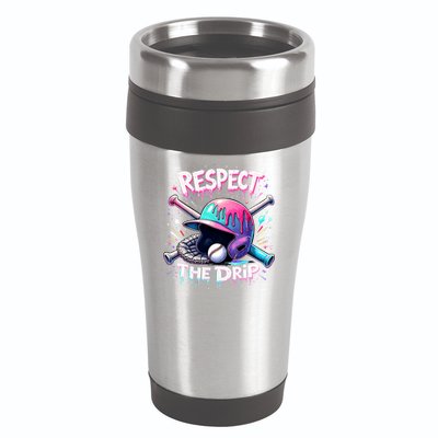 Respect The Drip Baseball Ice Cream Drip Vibes Squad  16oz Travel Tumbler