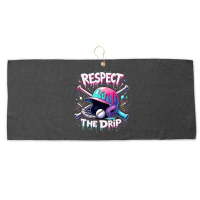 Respect The Drip Baseball Ice Cream Drip Vibes Squad  Large Microfiber Waffle Golf Towel
