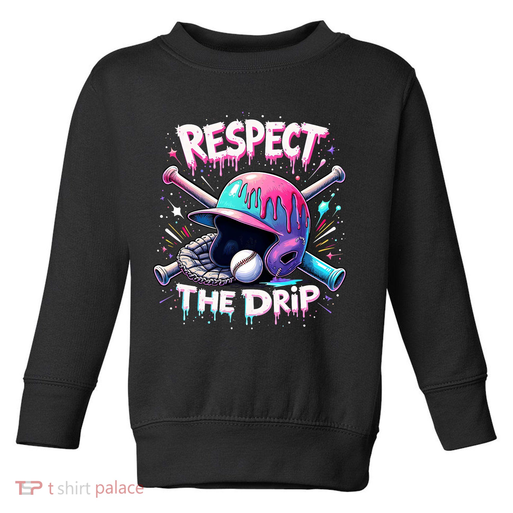 Respect The Drip Baseball Ice Cream Drip Vibes Squad  Toddler Sweatshirt