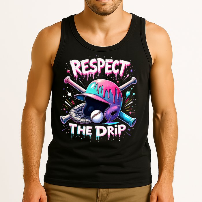 Respect The Drip Baseball Ice Cream Drip Vibes Squad  Tank Top