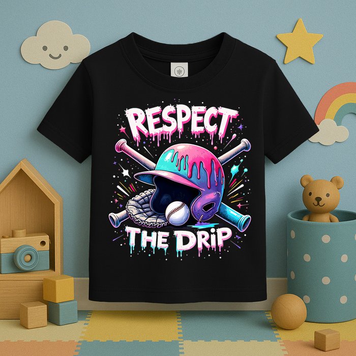 Respect The Drip Baseball Ice Cream Drip Vibes Squad  Toddler T-Shirt