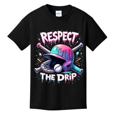 Respect The Drip Baseball Ice Cream Drip Vibes Squad  Kids T-Shirt