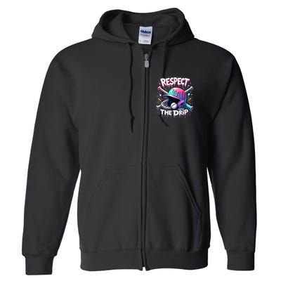 Respect The Drip Baseball Ice Cream Drip Vibes Squad  Full Zip Hoodie