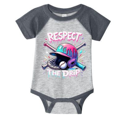 Respect The Drip Baseball Ice Cream Drip Vibes Squad  Infant Baby Jersey Bodysuit