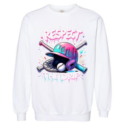 Respect The Drip Baseball Ice Cream Drip Vibes Squad  Garment-Dyed Sweatshirt