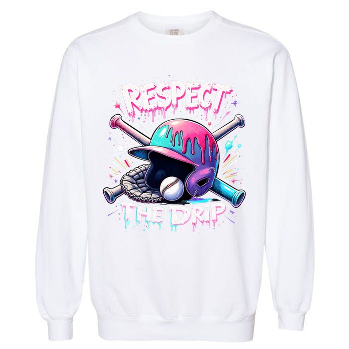 Respect The Drip Baseball Ice Cream Drip Vibes Squad  Garment-Dyed Sweatshirt