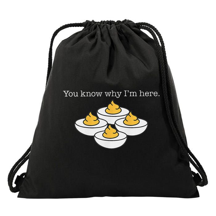 Retro Thanksgiving Dinner You Know Why IM Here Deviled Egg Drawstring Bag