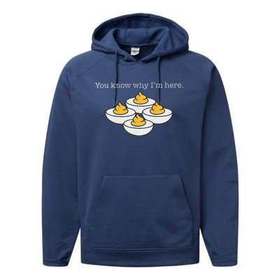 Retro Thanksgiving Dinner You Know Why IM Here Deviled Egg Performance Fleece Hoodie