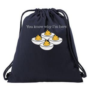 Retro Thanksgiving Dinner You Know Why IM Here Deviled Egg Drawstring Bag