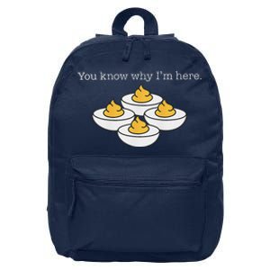 Retro Thanksgiving Dinner You Know Why IM Here Deviled Egg 16 in Basic Backpack