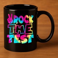 Retro Tie Dye Rock The Test 11oz C Handle Ceramic Mug