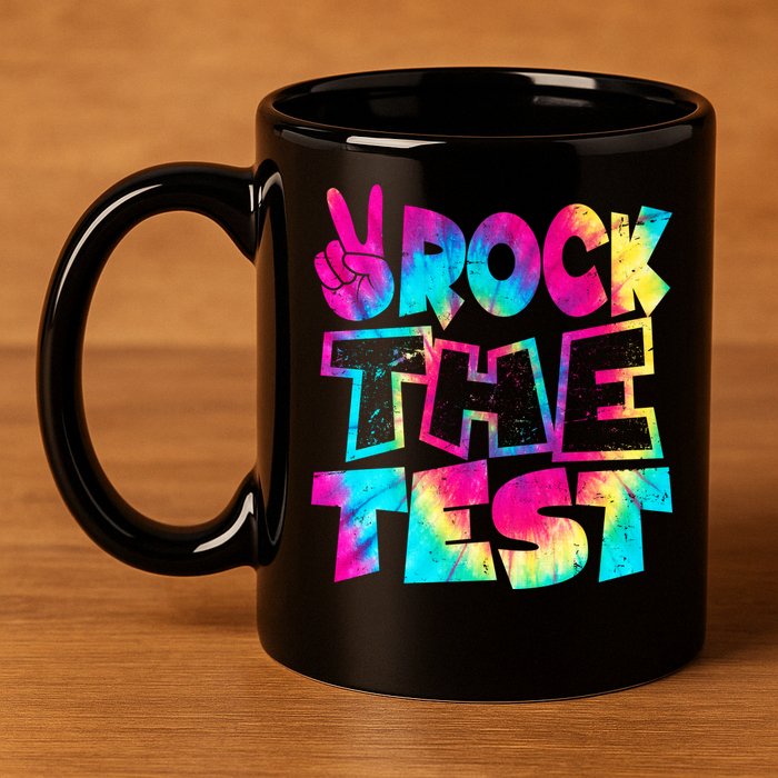 Retro Tie Dye Rock The Test 11oz C Handle Ceramic Mug