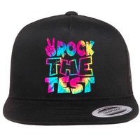Retro Tie Dye Rock The Test Flat Bill Trucker Hat