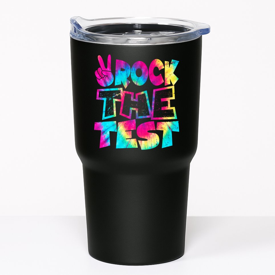 Retro Tie Dye Rock The Test Tumbler