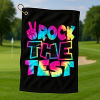 Retro Tie Dye Rock The Test Golf Towel