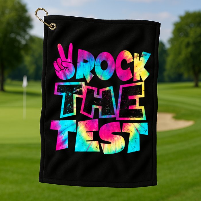 Retro Tie Dye Rock The Test Golf Towel