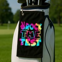 Retro Tie Dye Rock The Test Golf Towel