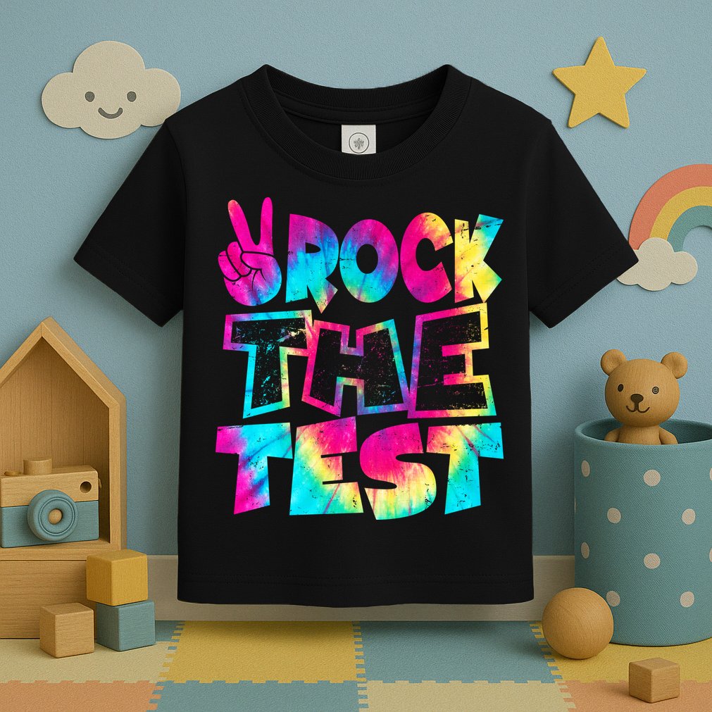 Retro Tie Dye Rock The Test Toddler T-Shirt