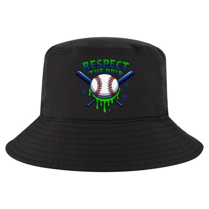 Respect The Drip Baseball Home Plate Ice Cream Dripping Cool Comfort Performance Bucket Hat